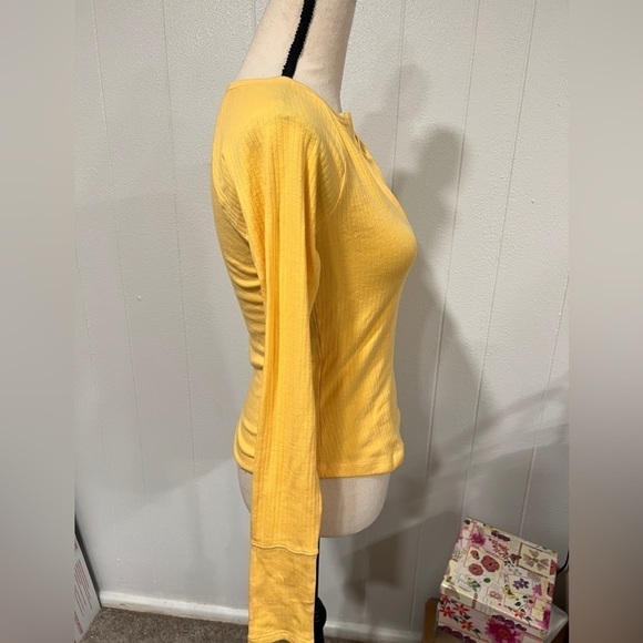 Intimately Free People Yellow Ribbed V-Neck Top - Picture 3 of 6